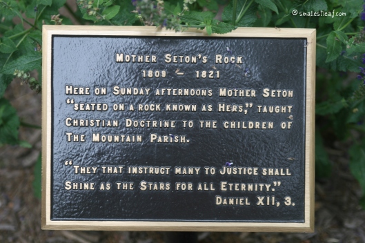 Plaque indicating Mother Seton's Rock
